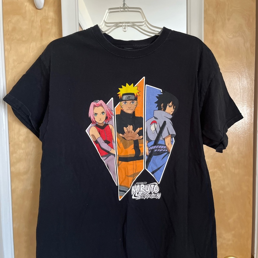 Ripple Junction Black Naruto Shippuden Tee with Orange, Pink, Blue Accents